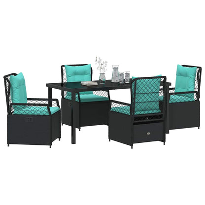 Garten Essgruppe 5 pcs Schwarz Poly-Rattan
