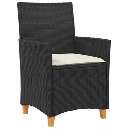 Garten Essgruppe 3 pcs Schwarz Poly-Rattan