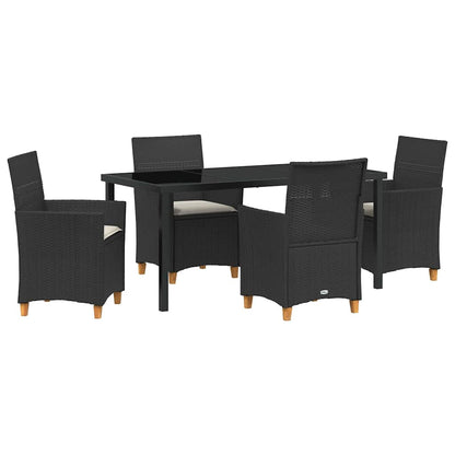 Garten Essgruppe 5 pcs Schwarz Poly-Rattan