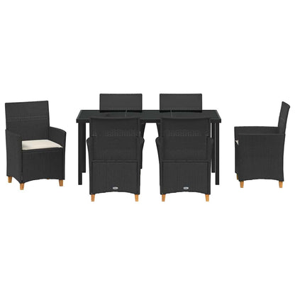 Garten Essgruppe 7 pcs Schwarz Poly-Rattan