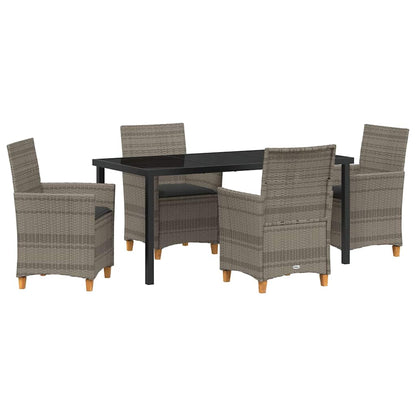 Garten Essgruppe 5 pcs Grau Poly-Rattan