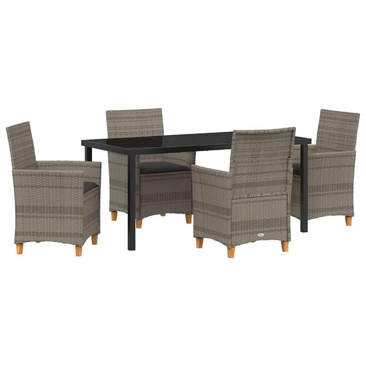 Garten Essgruppe 5 pcs Grau Poly-Rattan