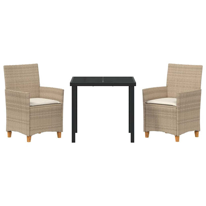 Garten Essgruppe 3 pcs Beige Poly-Rattan