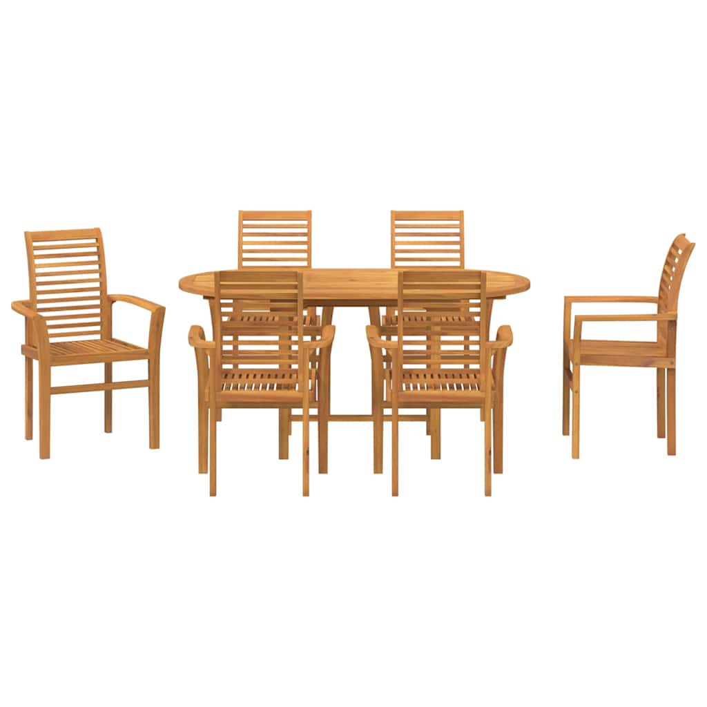 Garten Essgruppe 7 pcs Braun Massivholz Teak