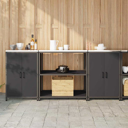 Küchenlager-Set mit Regal 3 pcs Schwarz 210 x 50 x 92 cm