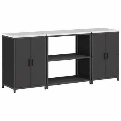 Küchenlager-Set mit Regal 3 pcs Schwarz 210 x 50 x 92 cm