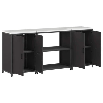 Küchenlager-Set mit Regal 3 pcs Schwarz 210 x 50 x 92 cm