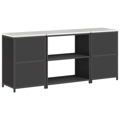 Küchenlager-Set mit Regal 3 pcs Schwarz 210 x 50 x 92 cm