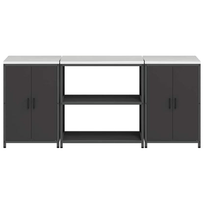 Küchenlager-Set mit Regal 3 pcs Schwarz 210 x 50 x 92 cm