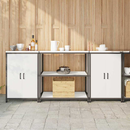 Küchenlager-Set 3 pcs Weiß 210 x 50 x 92 cm Kaltgewalzter Stahl