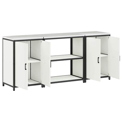 Küchenlager-Set 3 pcs Weiß 210 x 50 x 92 cm Kaltgewalzter Stahl