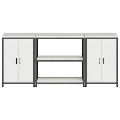 Küchenlager-Set 3 pcs Weiß 210 x 50 x 92 cm Kaltgewalzter Stahl