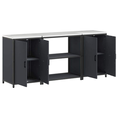 Küchenlager-Set mit Regal 3 pcs Anthrazit 210 x 50 x 92 cm