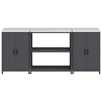 Küchenlager-Set mit Regal 3 pcs Anthrazit 210 x 50 x 92 cm