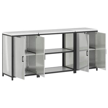 Küchenlager-Set 3 pcs Silber 210 x 50 x 92 cm Verzinkter Stahl