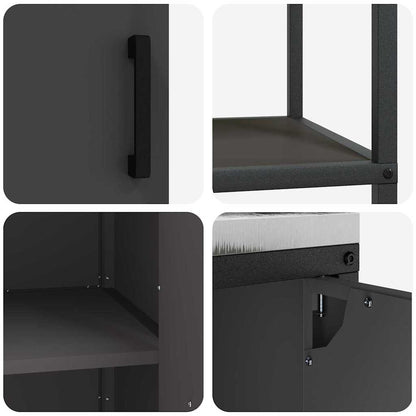 Küchenlager-Set mit Regal 3 pcs Schwarz 180 x 50 x 92 cm