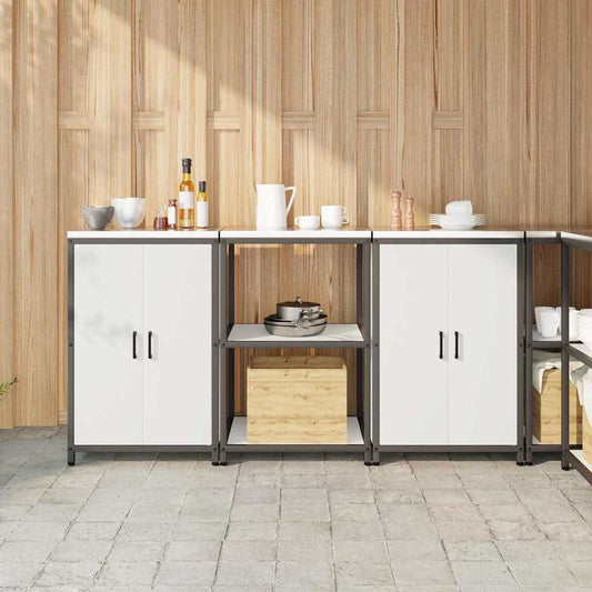 Küchenlager-Set 3 pcs Weiß 180 x 50 x 92 cm Kaltgewalzter Stahl