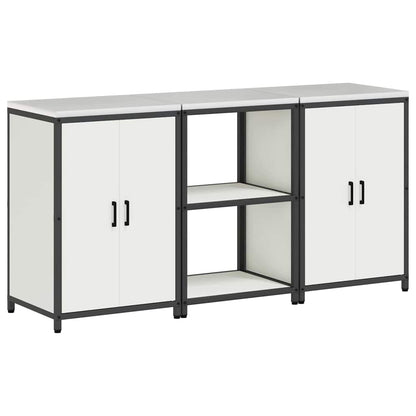 Küchenlager-Set 3 pcs Weiß 180 x 50 x 92 cm Kaltgewalzter Stahl