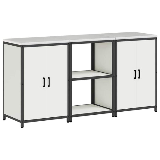 Küchenlager-Set 3 pcs Weiß 180 x 50 x 92 cm Kaltgewalzter Stahl