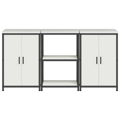 Küchenlager-Set 3 pcs Weiß 180 x 50 x 92 cm Kaltgewalzter Stahl