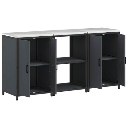 Küchenlager-Set mit Regal 3 pcs Anthrazit 180 x 50 x 92 cm