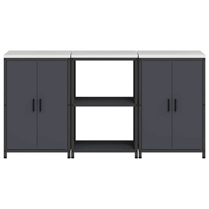 Küchenlager-Set mit Regal 3 pcs Anthrazit 180 x 50 x 92 cm