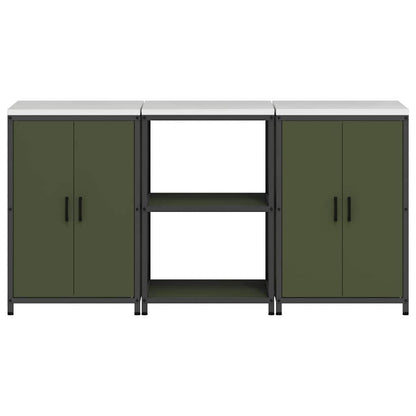 Küchenlager-Set mit Regal 3 pcs Olive Grün 180 x 50 x 92 cm