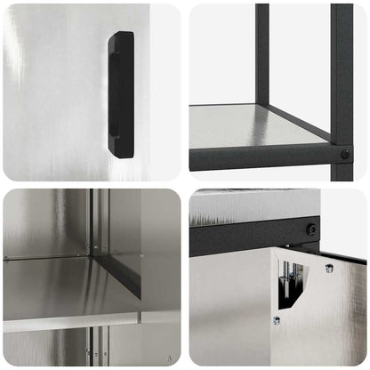 Küchenlager-Set mit Tür 3 pcs Silber 180 x 50 x 92 cm Edelstahl