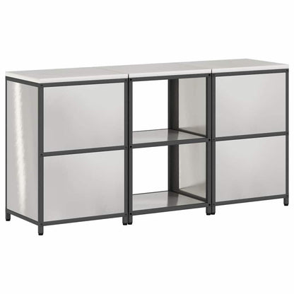 Küchenlager-Set mit Tür 3 pcs Silber 180 x 50 x 92 cm Edelstahl