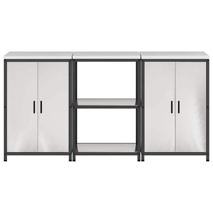Küchenlager-Set mit Tür 3 pcs Silber 180 x 50 x 92 cm Edelstahl