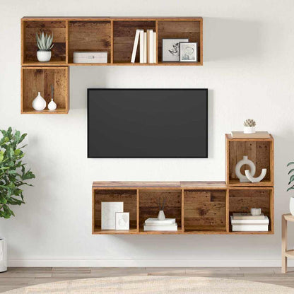 TV-Schrank-Set 4 pcs Altholz 37 x 37 x 142,5 cm Holzwerkstoff