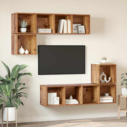 TV-Schrank-Set 4 pcs Altholz 37 x 37 x 142,5 cm Holzwerkstoff