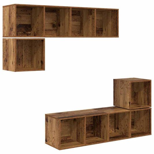 TV-Schrank-Set 4 pcs Altholz 37 x 37 x 142,5 cm Holzwerkstoff
