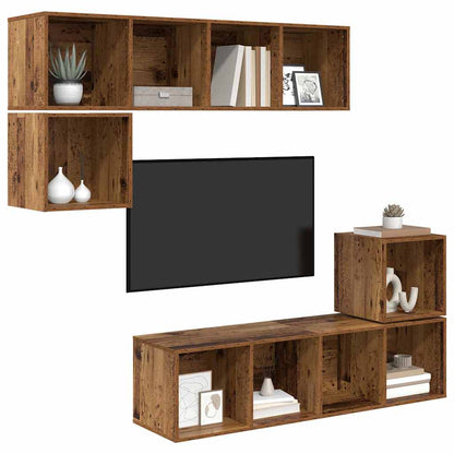TV-Schrank-Set 4 pcs Altholz 37 x 37 x 142,5 cm Holzwerkstoff