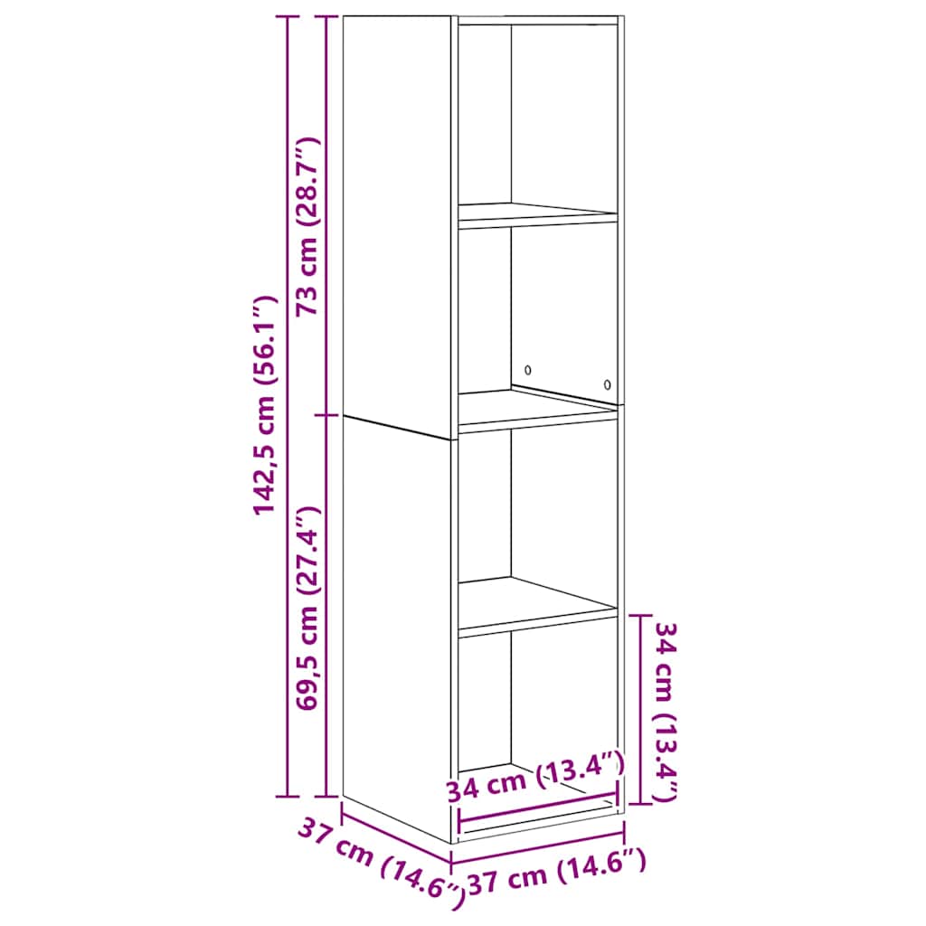 TV-Schrank-Set 4 pcs Altholz 37 x 37 x 142,5 cm Holzwerkstoff