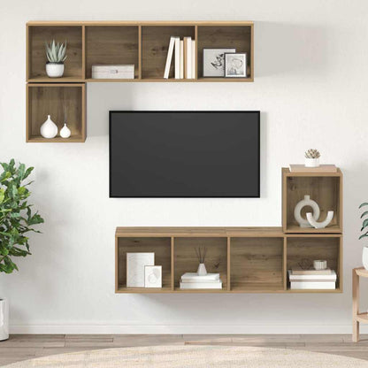TV-Schrank-Set 4 pcs Eiche handwerklich 37 x 37 x 142,5 cm