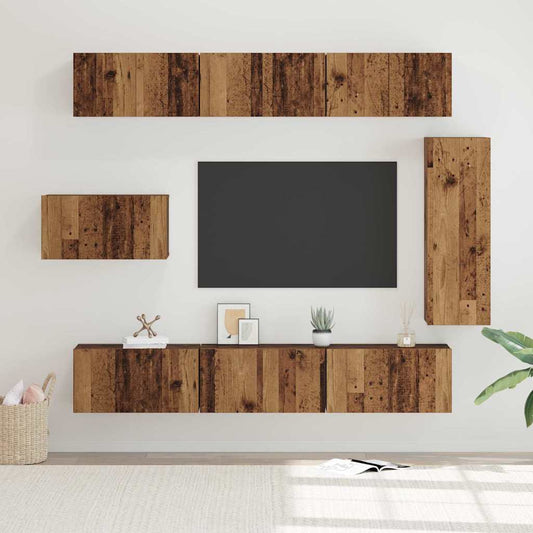 TV-Schrank-Set 8 pcs Altholz 30,5 x 30 x 90 cm Holzwerkstoff