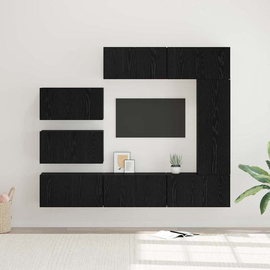 TV-Schrank-Set 8 pcs Schwarze Eiche 30,5 x 30 x 90 cm