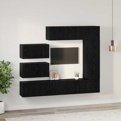 TV-Schrank-Set 8 pcs Schwarze Eiche 30,5 x 30 x 90 cm