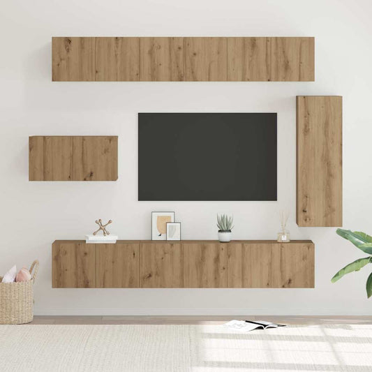 TV-Schrank-Set 8 pcs Eiche handwerklich 30,5 x 30 x 90 cm