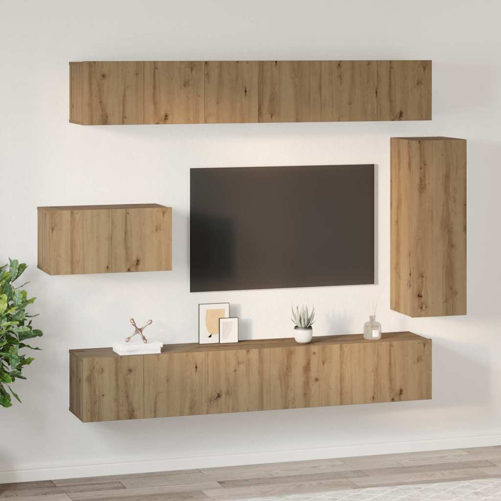 TV-Schrank-Set 8 pcs Eiche handwerklich 30,5 x 30 x 90 cm