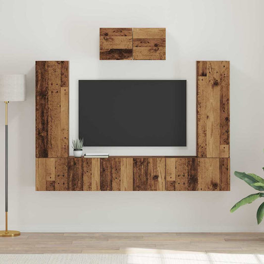 TV-Schrank-Set 7 pcs Altholz 180 x 30 x 120 cm Holzwerkstoff