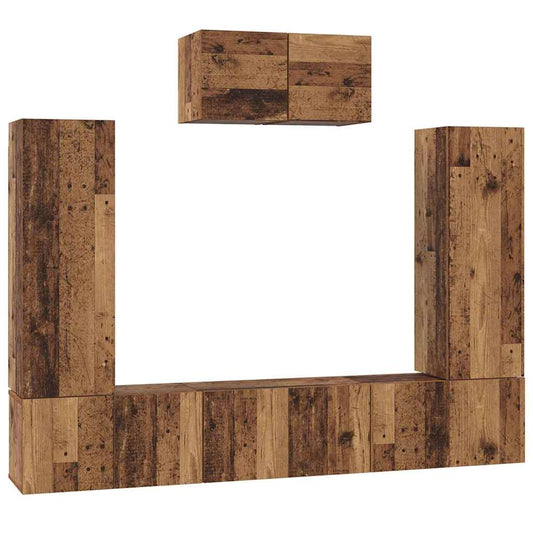 TV-Schrank-Set 7 pcs Altholz 180 x 30 x 120 cm Holzwerkstoff
