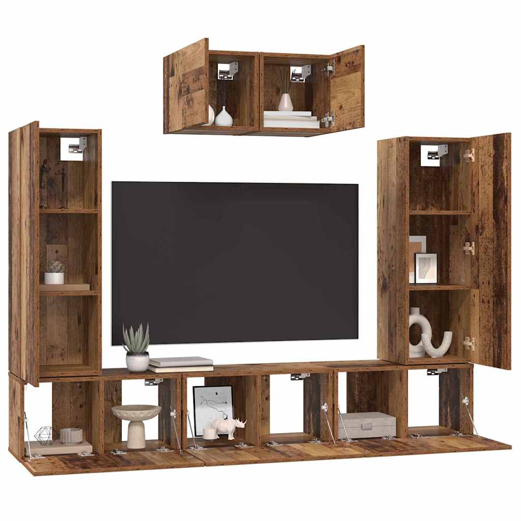 TV-Schrank-Set 7 pcs Altholz 180 x 30 x 120 cm Holzwerkstoff
