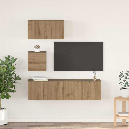 TV-Schrank-Set 4 pcs Eiche handwerklich 60 x 30 x 30 cm