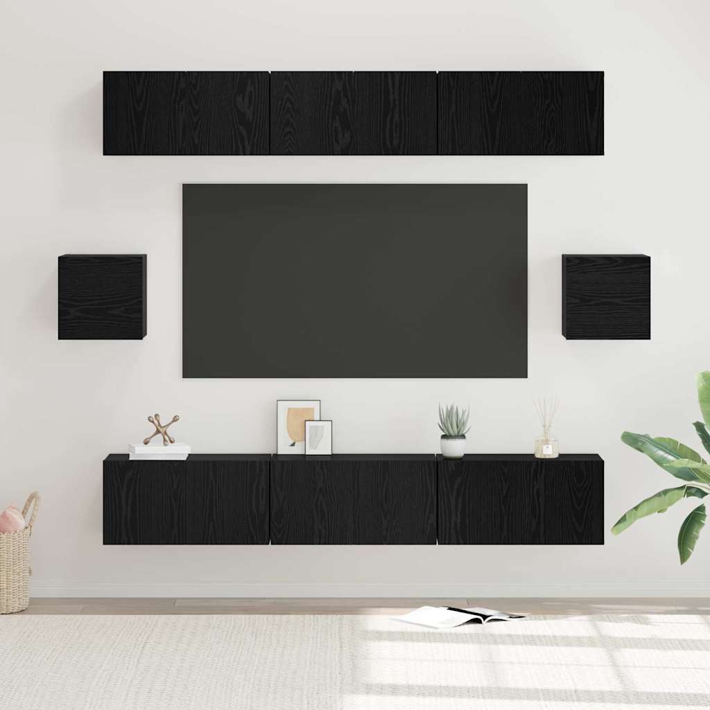 TV-Schrank-Set 8 pcs Schwarze Eiche 60 x 30 x 30 cm