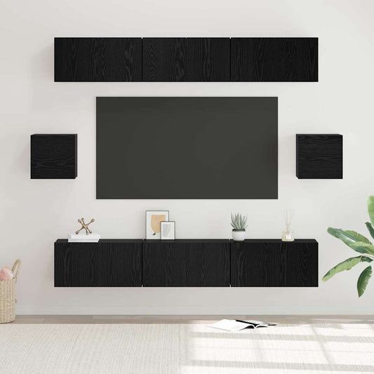 TV-Schrank-Set 8 pcs Schwarze Eiche 60 x 30 x 30 cm