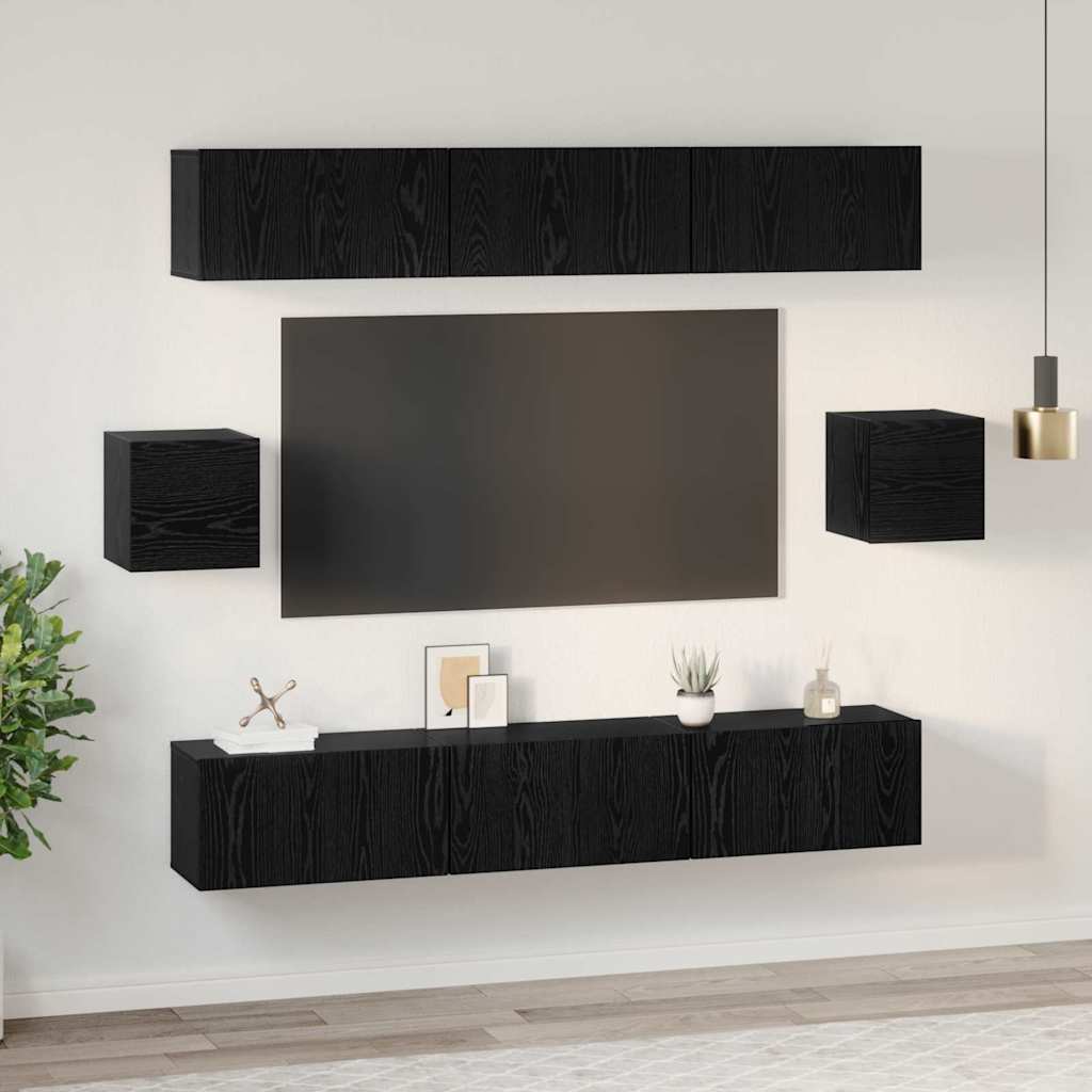 TV-Schrank-Set 8 pcs Schwarze Eiche 60 x 30 x 30 cm