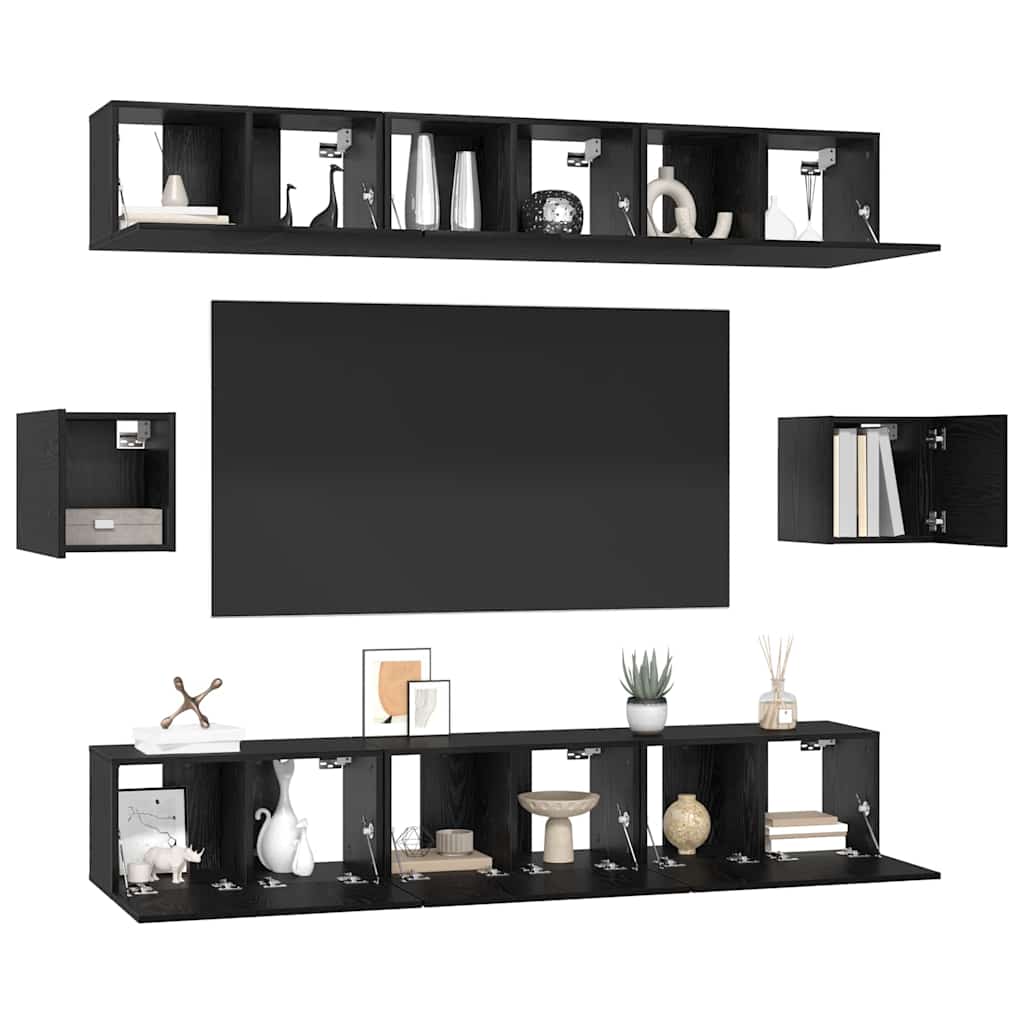 TV-Schrank-Set 8 pcs Schwarze Eiche 60 x 30 x 30 cm