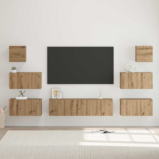 TV-Schrank-Set 8 pcs Eiche handwerklich 60 x 30 x 30 cm